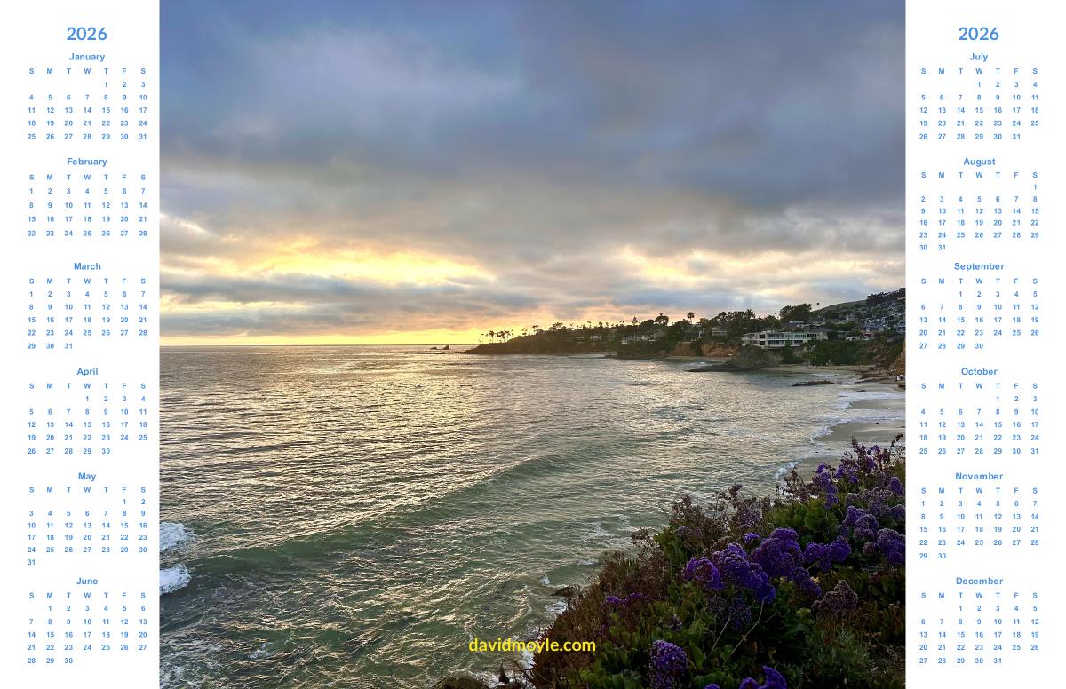 California Coast Sunset Poster Calendar