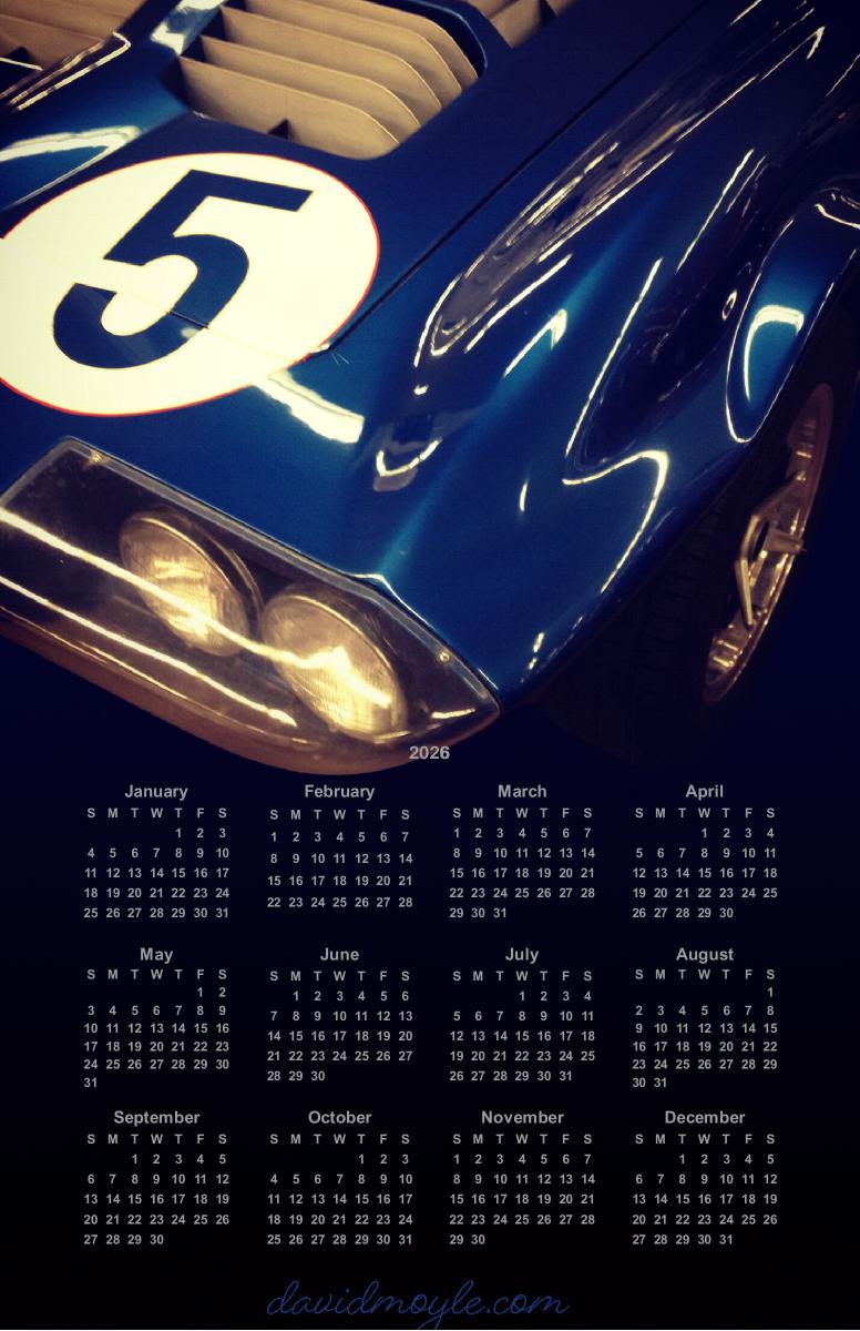 1960s Race Car Poster Calendar
