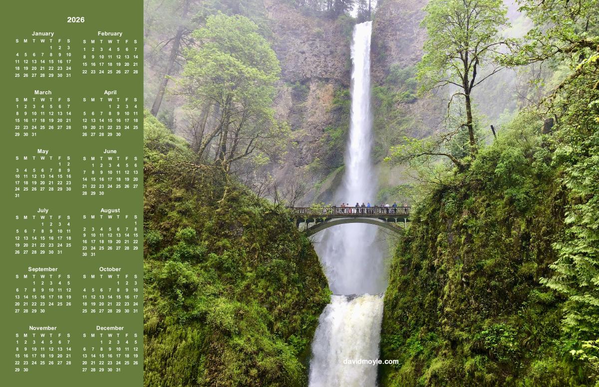 Multnomah Falls in Oregon Poster Calendar