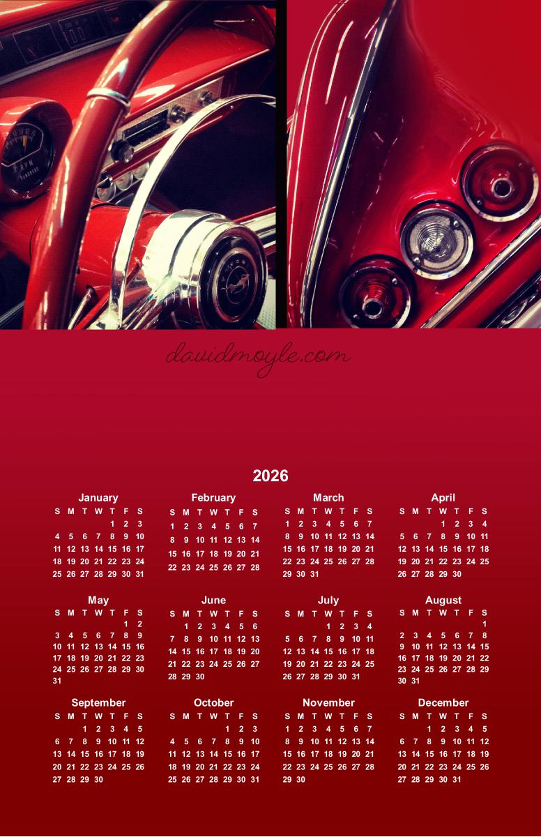 Red Classic Car Poster Calendar