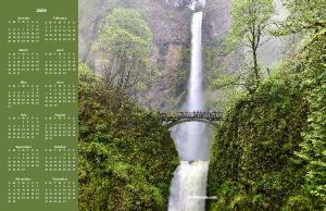 Multnomah Falls in Oregon Poster Calendar