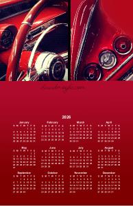 Red Classic Car Poster Calendar