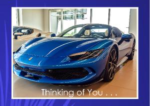 Blue Ferrari Driver Front Side View Card