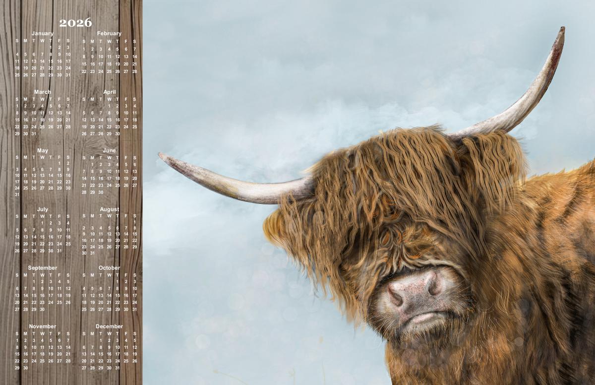 Hamish The Highland Coo 2026 Calendar (Colour)